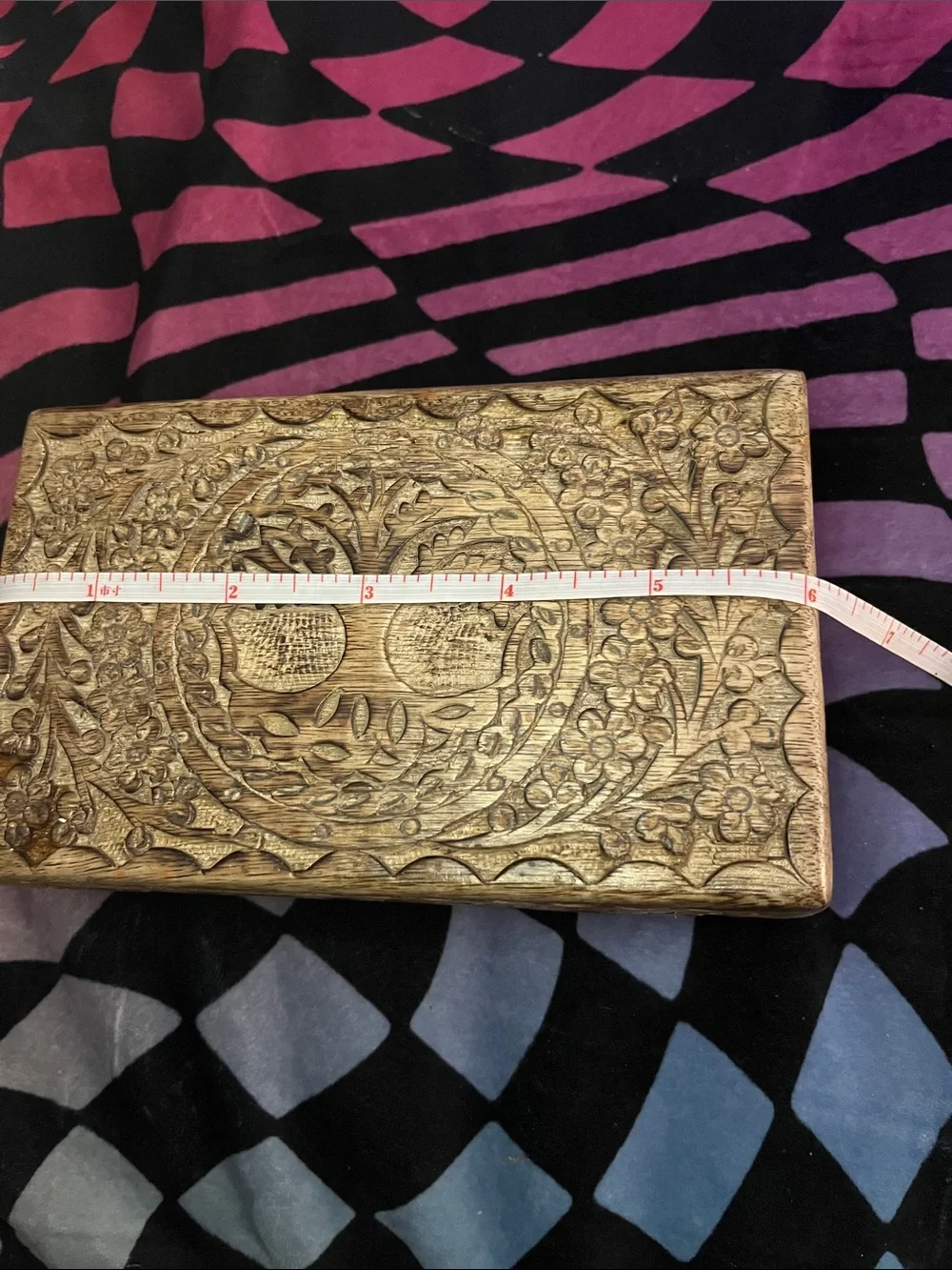 ✨RARE!Antique Wooden Jewelry Box w/ Black Velvet Lining!VERY OLD &STILL AMAZING!